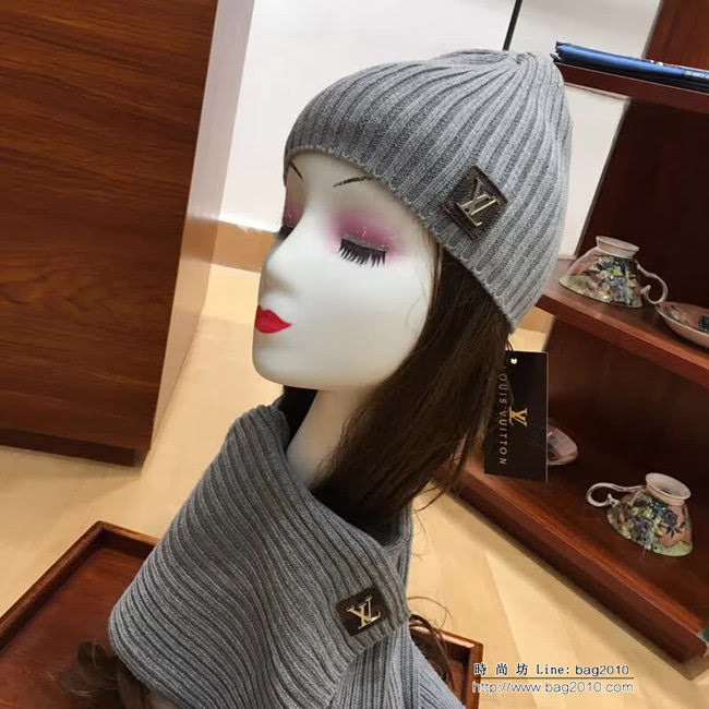 路易威登LV 新款 原單羊毛帽子圍巾套裝 情侶款 男女同款 LLWJ6438